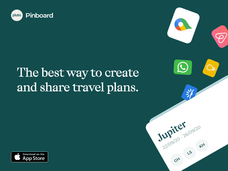 Pluto Pinboard is live 🚀💥 launched travel ui