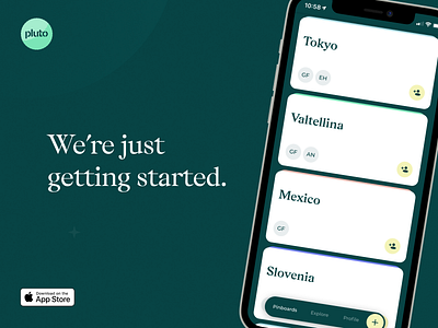 We're just getting started app cards planets pluto travel ui