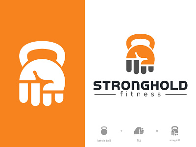 Stronghold fitness logo body brand fist fitness grip gym hardcore identity kettlebell logo logo branding muscle sport weights workout