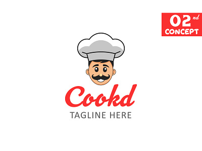 Cookd Restaurant Logo Design brand branding chef cookd cooking delicious food happy hat hungry lettermark logo logo design logodesign monogram restaurant script