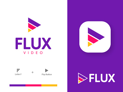 Video Flux App Logo Design alphabet app application brand branding dynamic logo monogram play reels tiktok video