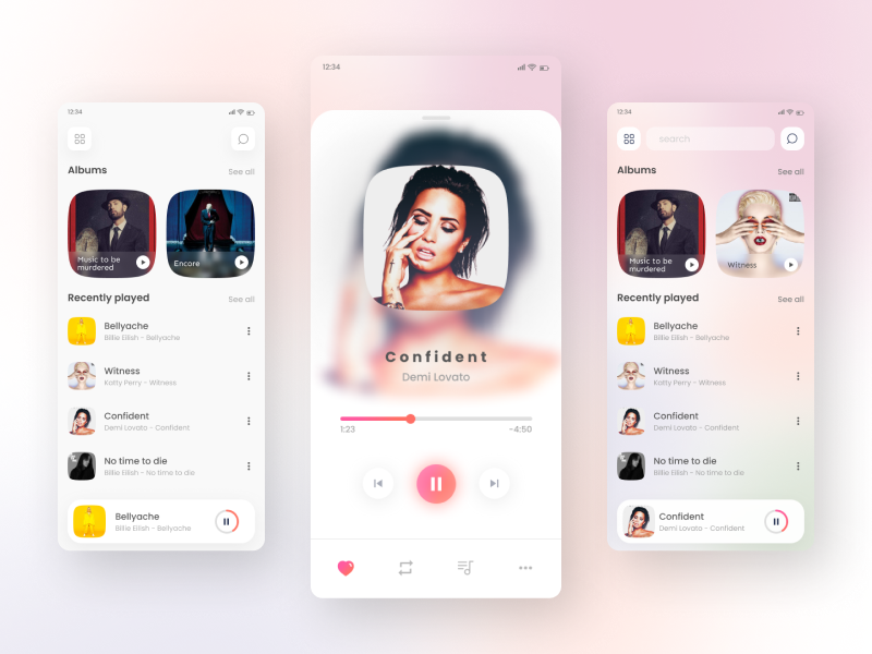 Music player app ui design by Samaneh Sfr on Dribbble