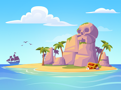 Treasure Island art design illustration island pirate treasure treasure chest vector