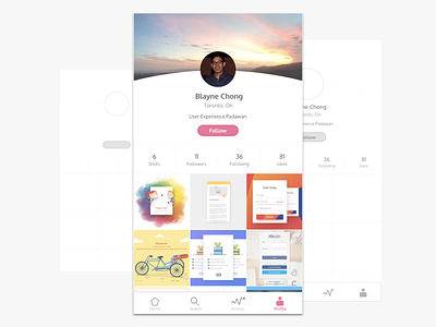 Day 006: Dribbble User Profile app comps daily 006 dailyui dribbble social ui user profile wireframes