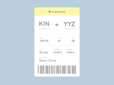 Air Jamaica Boarding Pass air jamaica boarding pass daily 23 dailyui kingston toronto