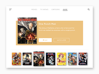 TV App anime dailyui day 25 one punch man tv app ui