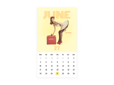 Retro Calendar App 38 calendar coca cola coke daily dailyui date girls model pin up pinup