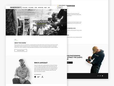 Course Page class course education inkworkshops lesson photography tattoo ui