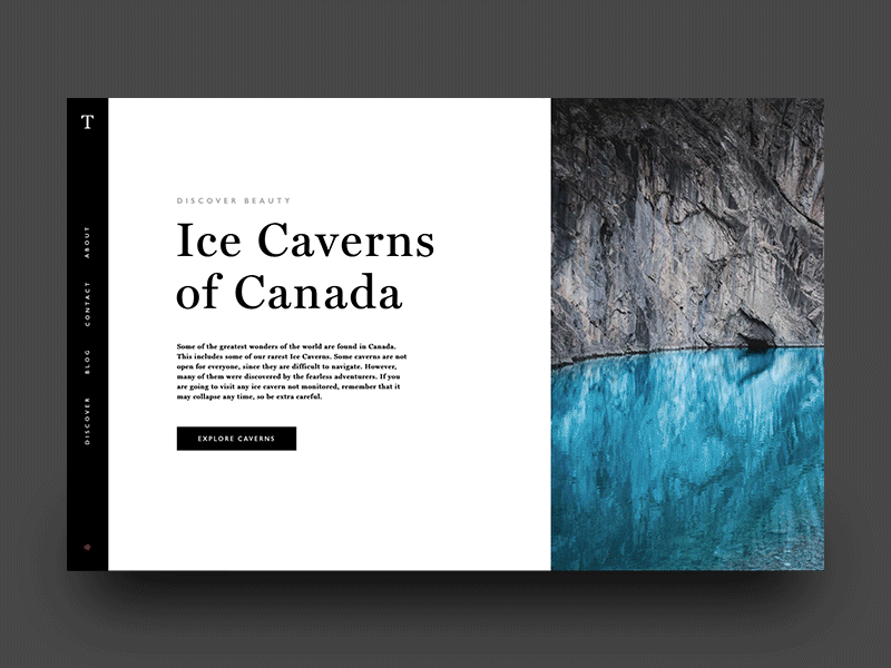 Travel Canada Page Load blaynecameron canada editorial explore nature outdoors type ui web