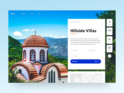 Rest. airbnb booking cards greece hotel service travel ui vacation