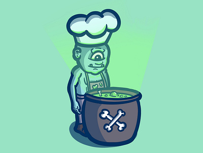 CHEF cartoon cartoon character cartoon illustration cartooning cauldron character design chef cook cute design halloween illustration inktober inktober 2020 procreate scary spooktober spooky