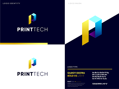 Modern P logo For Printtech