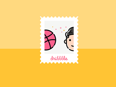 Hello Dribbble first shot invition stamp