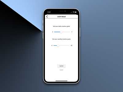 Simple goal setting UI app flat minimal modal settings slider