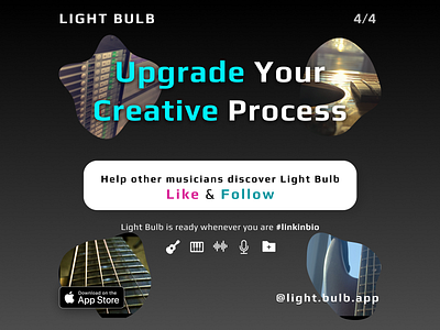 Instagram CTA for Light Bulb black branding calltoaction carousel cta gradient guitar instagram music slide sound