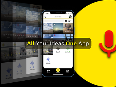 All your ideas One app app idea logo mobile music recording red yellow