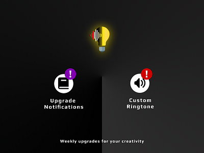 Upgrade Notification and Custom Ringtone release alert app custom ios iphone lightbulb mobile music notification purple recording red wave