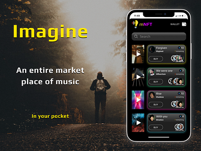 Music NFT Marketplace app btc crypto eth glow mnft mobile music nft nft profile sol users wallet