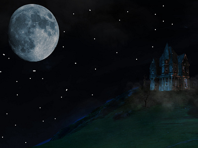 Spooky Castle on hilltop artwork design halloween halloween design illustration illustrator photoshop