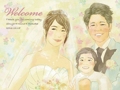 Caricature/Wedding welcome board caricature family illustraion illustrator photoshop watercolor weddings