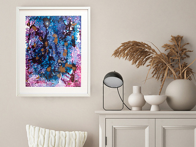 Purple print acrylic paint art art deco art print prints