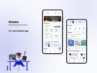Gromo app home page ( re-design) app graphic design illustration investment app investment ui product design typography ui ux