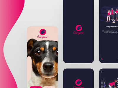 Caregiver-Pet Sitter app design logo ui