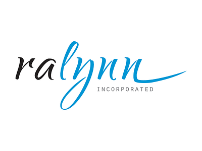 ralynn inc blue business logo company logo corporate cursive handwriting script simple