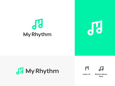 My Rhythm Logo Design audio brand identity branding concept dance event facebook flat icon letterm logo minimalist music note rhythm show sound symble techno vector