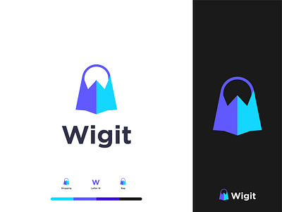 Wigit Logo Design bags blue branding clever colourful concept design idenity letterw logos mark modern monogram negativespace people price shop shopping smart symbol