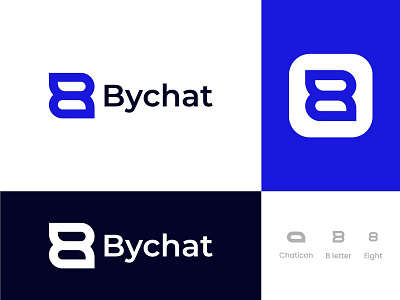 Bychat Logo Mark app icon b letter logo brand brand identity chat chat bubble conference digital eight logo design logotype message message converstion messenger minimalist logo negative space people share sms talk