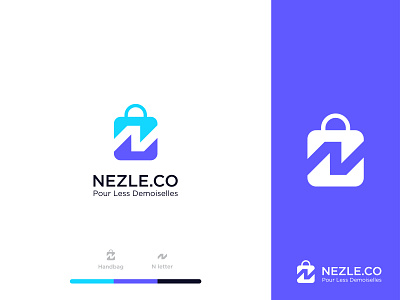 Nezle.com Logo Mark bag brand branding concept discount girl hand bag identity lettermark logos n letter logo negative space logo people shopping simple smart store typogaphy woman womenswear