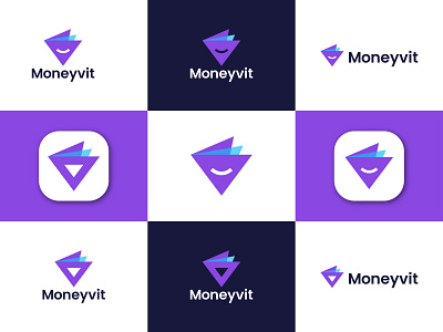 Moneyvit logo design brand identity branding business creativelogo data design graphic design illustration lettermark logo logo designer logo folio logos mark minimal monogram simple smile ui vector