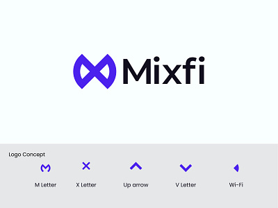 Mixfi Logo Design arrow brand identity branding illustration letter logo logo logo agency logo design logo mark logotype m letter mark professional logo simple simple logo ui v letter vector wi fi x letter