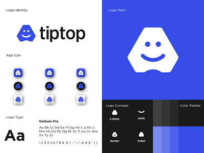 Tiptop Logo Design abcdefghij abstract app icon best logo designer brand identity branding graphic design klmnopqrstuvwxyz letter mark monogram logo logo designer logo folio logo icon logo mark symbol icon logos love modern logo popular dribble shut smile visual identity