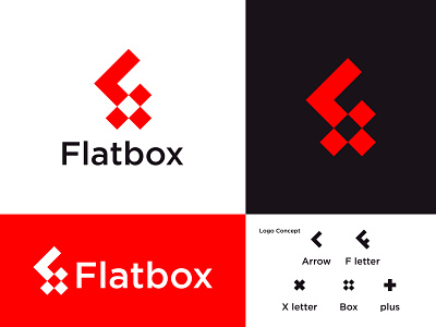 Flatbox logo Design box brand identity branding creative logo design exploration f letter hospital illustration logo mark medical logo medicine minimal modern logo negative space logo plus simple vector x