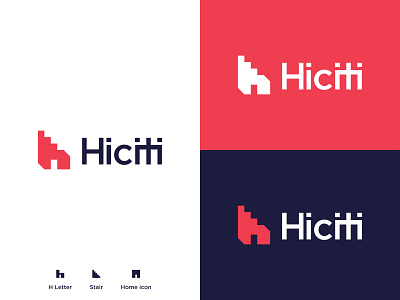 Hiciti Logo brand identity branding city constriction design fitness app graphic design h letter home illustration logo design logo folio logoi logomark logos mark minimal simple stair vector