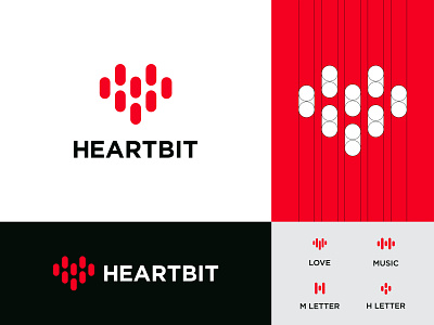 HEARTBIT LOGO DESIGN apps icon logo mark brand brand identity brand logo branding color palette design fancy heart letter mark logo designer logo mark logos love lover minimal music rhythm sound youtube