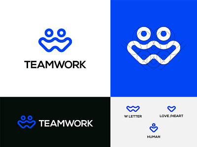 TEAMWORK LOGO DESIGN best logo brand brand identity branding design graphic design heart human identity lettermark logo logo design logo designer logo inspiration logo mark logos love lover modern logo teamwork