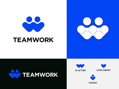 TEAMWORK LOGO DESIGN app icon best logo brand identity branding design human illustration logo logo design logo folio logos love mark minimal modern logo simple team team work vector working