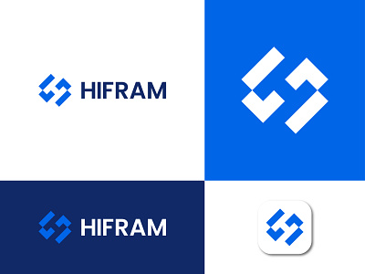 HIFRAM LOGO BRANDING brand identity branding h letter i letter icon identity logo logo agency logo design logo designer logo folio logo icon mark minimal minimalist monogram negative space logo simple up arrow vector