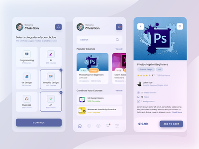 Online Learning App Design app card category design ecommerce learning mobile shop typography ui ux