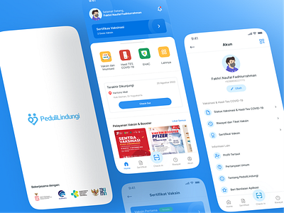 Redesign PeduliLindungi for Design Challenge 2 app clean design design home mobile app mobile ui pedulilinungi profile splash screen ui ui design uiux uiuxindo