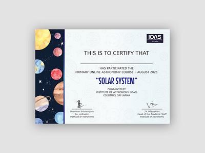Certificate Design for Astronomy Course
