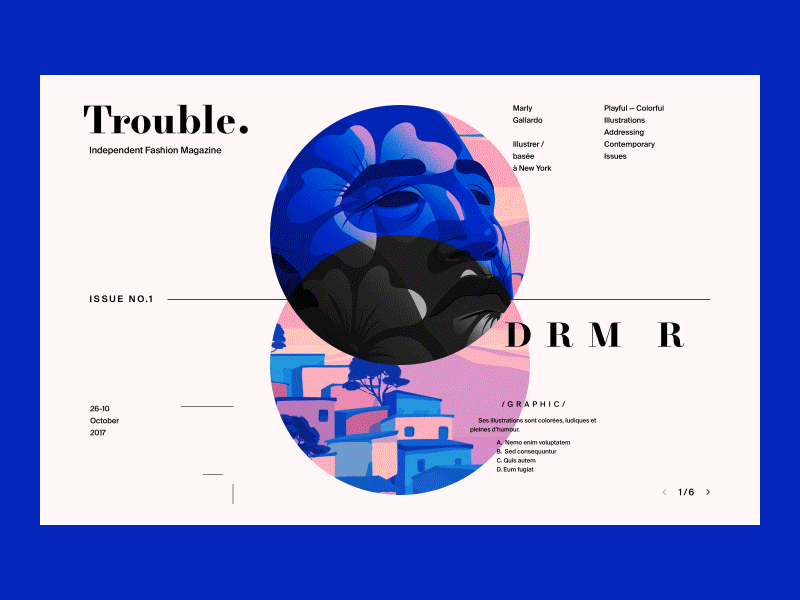 Trouble. - Fashion Magazine Motion Exploration aep animation fashion french interaction navigation scroll ui ux web