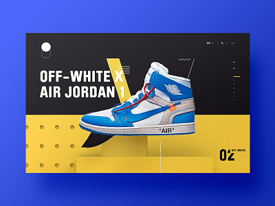 👟 The Off-White x Air Jordan 1 ‘UNC’ - Visual Exploration 3d clean design landing page promo sneaker swiss ui ux web website yellow