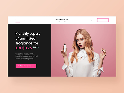 Scentbird - Leading subscription-based fragrance e-shop animation bottle clean design e-commerce fragrance interaction ios landing page luxury motion perfume promo scroll service subscription ui web website