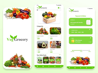 Veg-Grocery online App Design app deisgn graphic design grocery app design ios app design modern design online market app ui ui ux design user interface design veg grocery app vegetables app design
