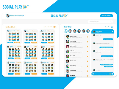 Social Play Social Web app dashboard design