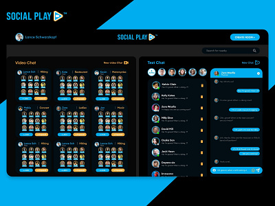 Social Play Social Web app dashboard design (Night Mode) app design message app design messenger app design social media app design social media web app social site ui ui design uiux design user experience design user interface design ux design web app design web page design website design